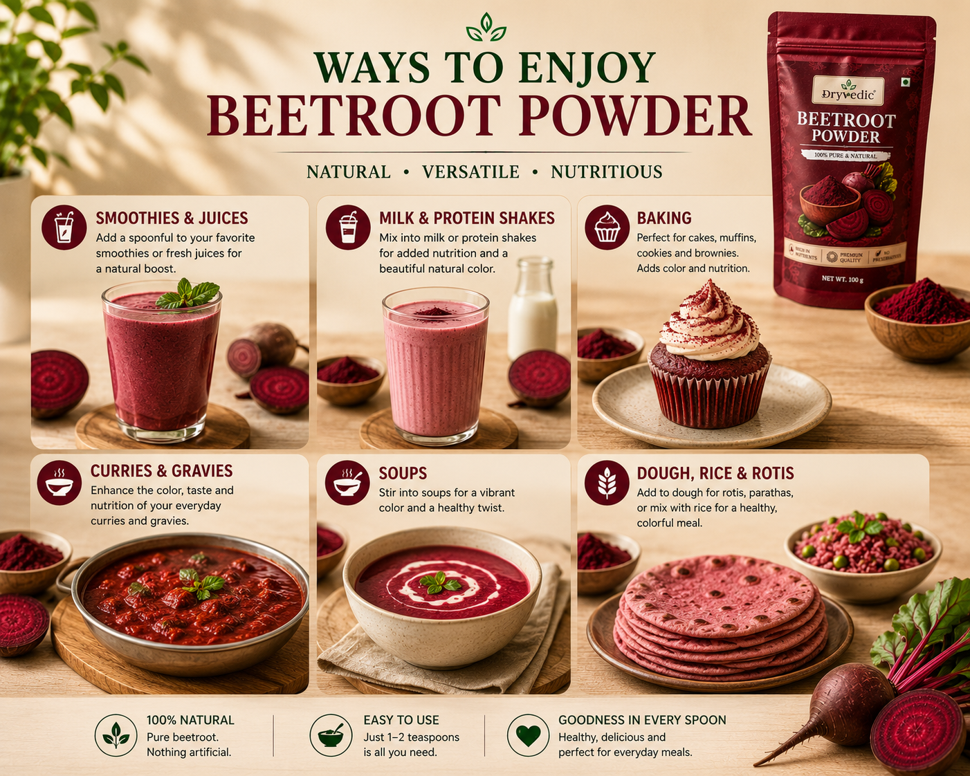 Dryvedic Beetroot Powder | 100% Pure & Natural