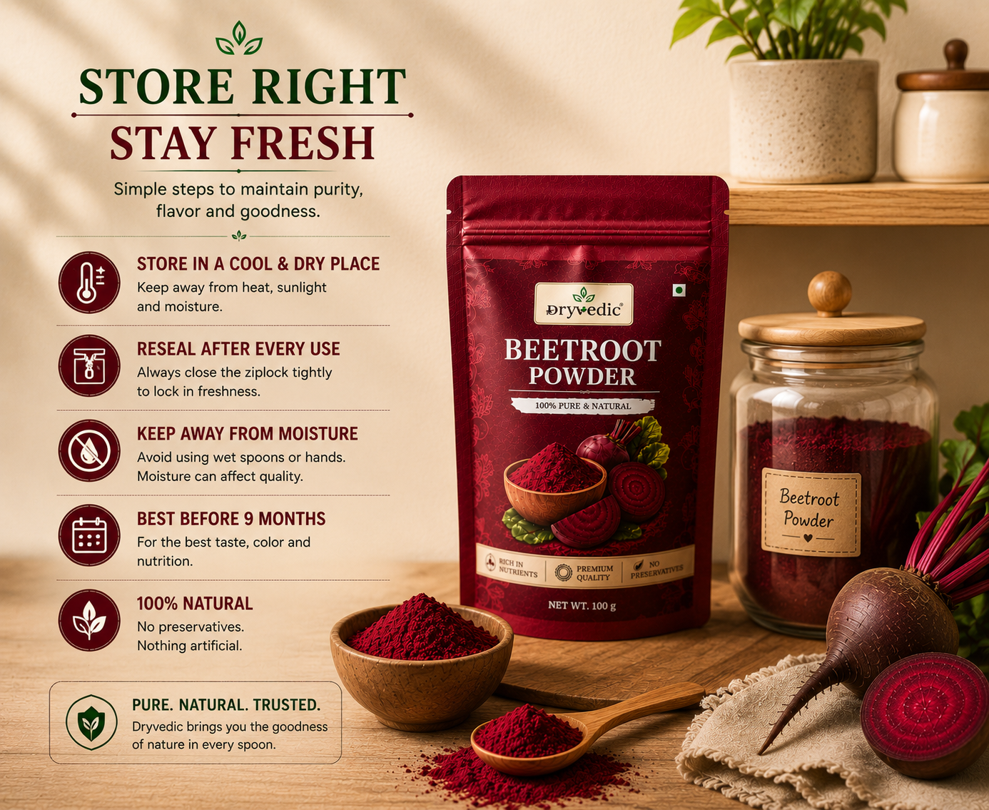 Dryvedic Beetroot Powder | 100% Pure & Natural